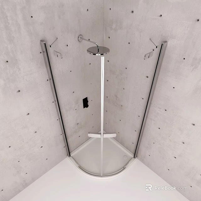 Modern Corner Shower Enclosure With Glass Door Chrome Frame And Shower Head 3d model 