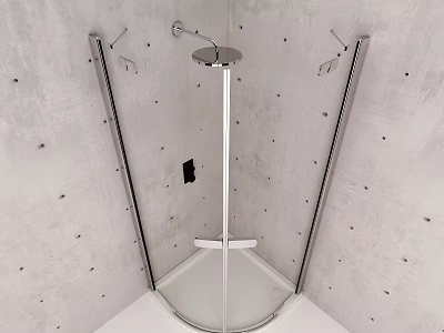 Modern Corner Shower Enclosure With Glass Door Chrome Frame And Shower Head 3d model