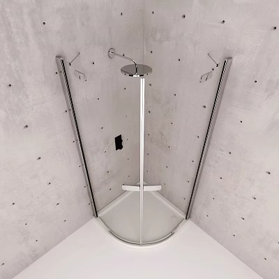 Modern Corner Shower Enclosure With Glass Door Chrome Frame And Shower Head 3d model