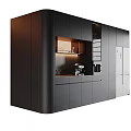 Modern Sideboard Interior Design With Black Grey Storage Drawers And Display Shelves