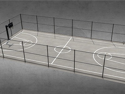 Basketball court basketball frame field cement fence iron net model