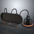Modern Kitchen Lighting Fixture With Black Frame And Mesh Shade 3d model
