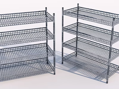 Metal Display Shelves With Multi Tier Wire Grid Design For Retail Use 3d model