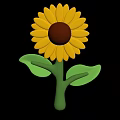 Vibrant Sunflower Plant With Yellow Petals Brown Center Green Stem And Fresh Leaves