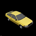 Classic Yellow Two Door Sedan With Black Stripe And Silver Wheels Retro Design