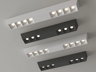 Modern Sleek Linear Downlights Spotlights With White Black Finish Ceiling Mounted Design 3d model
