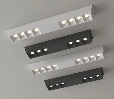 Modern Sleek Linear Downlights Spotlights With White Black Finish Ceiling Mounted Design 3d model