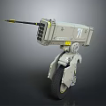 Gray Robotic Mechanical Unit 71 With Cannon And Wheeled Base 3d model