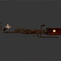 Antique Crossbow Weapon Traditional Design With Red Brown Stock And Metal Components