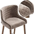 Pair of Modern Leisure Chairs With Quilted Diamond Velvet Upholstery Wooden Legs And Metal Crossbar