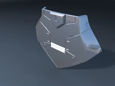 High Tech Silver Metallic Fighter Jet Component with Detailed Structural Design Elements 3d model