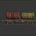 Rusty Train Car With Red And Yellow Oil Tanks On Rail Tracks