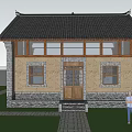 Traditional Chinese Homestay Architecture With Black Tile Roof Yellow Wall And Wooden Accents