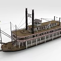Vintage Steam Paddlewheel Riverboat With Multiple Decks And Twin Chimneys