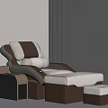 Modern Brown And Beige Massage Chair With Cushioned Ottoman And Side Table
