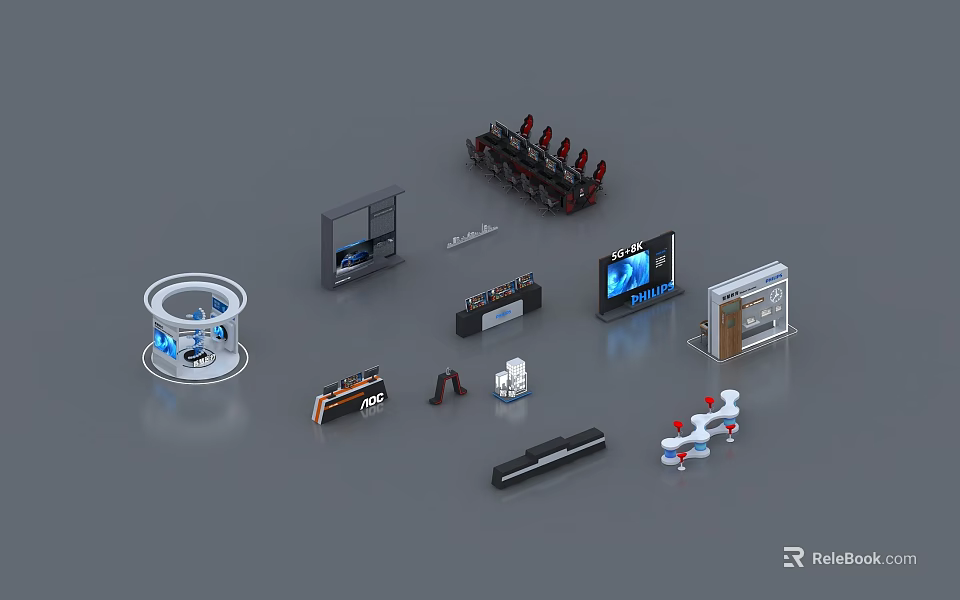 Contemporary Display Shelves With Metal Frames And Glass Shelves For Retail Use 3d model 