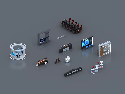 Contemporary Display Shelves With Metal Frames And Glass Shelves For Retail Use 3d model