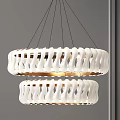 Modern White Circular Chandeliers With Intricate Patterns And Metal Base Design 3d model