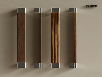 Poliform Wooden Cabinet Handles With Metal Accents And Various Textures 3d model