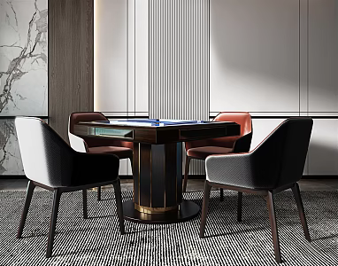 Light Luxury Mahjong Table and Chair 3d model