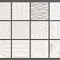 Various Textured White Wall Tiles with Different Patterns and Designs 3d model