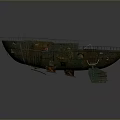 Old Rusty Airship With Weathered Surface Metal Railings And Damaged Structure