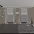 Modern Gray And Beige Upholstered Sofa Stools With Side Table Green Plant And Floor Lamp On Rug