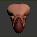 3D Game Character Head With Red Hair Red Mustache Angry Expression And Fierce Cartoon Look