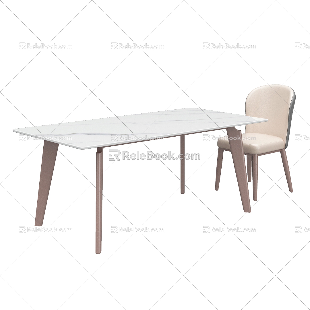 Modern Simple Light Luxury Dining Table Chair 3d model