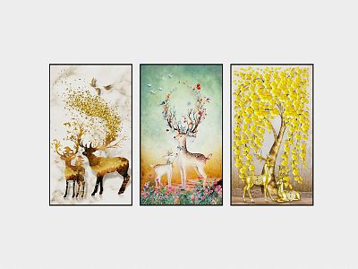 Modern Animal Painting Decorative Painting 3d model