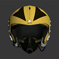 Yellow Safety Helmet With Black Striped Design Chin Strap And Metal Buckles