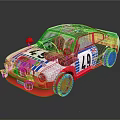 White Blue Striped Model Race Car With Number 49 And Red Accents