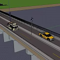 Concrete Road Bridge With Street Lamps And Vehicles Over Blue Water
