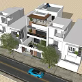 Modern Style Detached Villa Exterior Design With Trees Entrance And Balcony