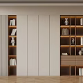 Elegant Modern Wooden Bookcase With Built In Lighting And Storage Compartments