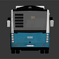 Modern Blue And White Electric Bus With Side Doors And Roof Vents