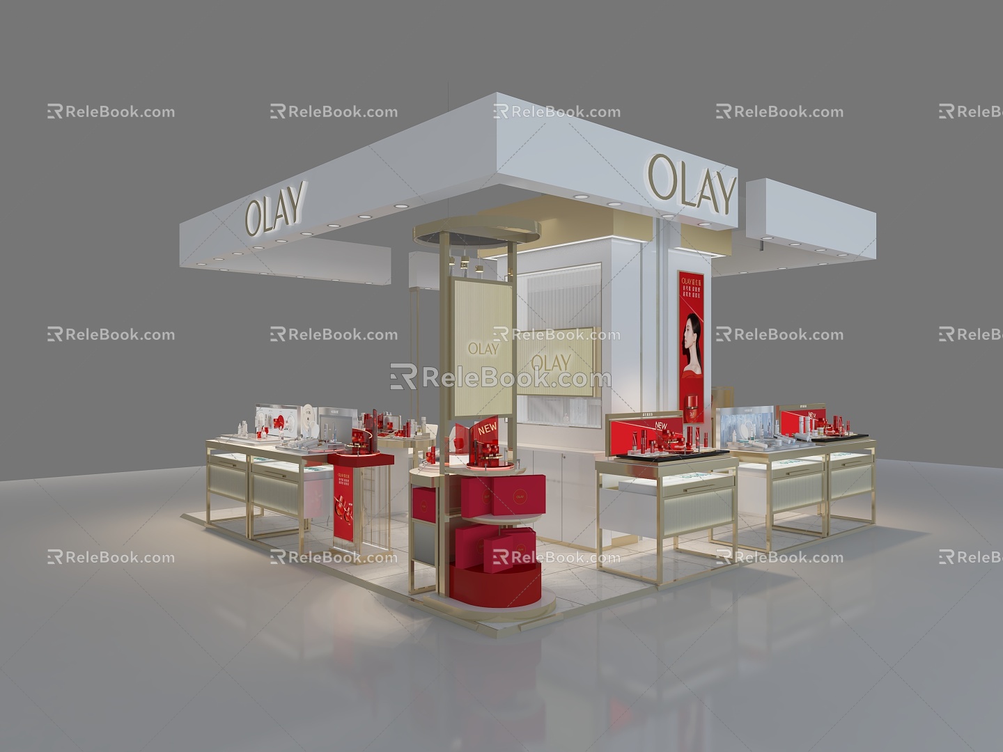 Olay Olay Cosmetics Store Counter Counter Container Shelf Shopping Mall Island Counter Cosmetic Store Front Desk model