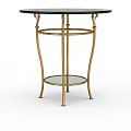 Elegant Round Side Table With Gold Metal Frame And Glass Top