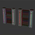 Modern Wooden And Steel Double Gates With Decorative Pillars And Top Canopies