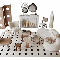 Modern Living Room Sofa Coffee Table Set With Rug Chair Fireplace And Decorative Mirror