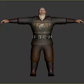 Medieval Man In Armor With Beard Arms Outstretched Standing Emblem Belt