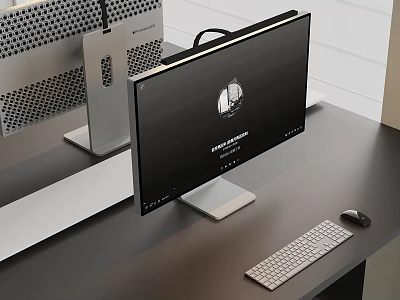 Modern Computer Setup With Monitor Keyboard Mouse And Desktop Tower 3d model