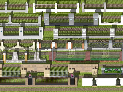 Building Exterior Wall With Green Vegetation And Neatly Arranged Landscaped Courtyards 3d model