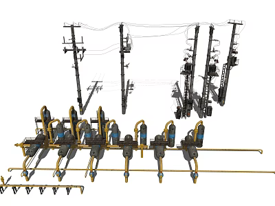 Road Infrastructure Featuring Utility Poles Power Lines And Electrical Support Structures 3d model