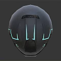 Futuristic Helmet With Blue Glowing Lines And Modern Metallic Design