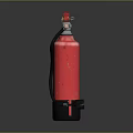 Red Fire Extinguisher With Cylindrical Body Black Base And Metal Handle