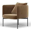 Modern Beige Single Seater Sofa With Soft Fabric Cushion Armrest And Metal Legs Design