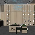 New Chinese Hall Hotel Lobby Reception Front Desk 3d model