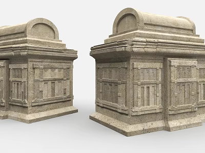Ancient Architecture Stone Structures With Arched Tops Carved Windows And Ornate Surfaces 3d model