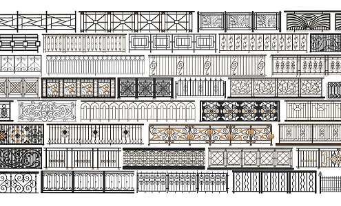 European style railing wrought iron railing outdoor railing combination 3d model